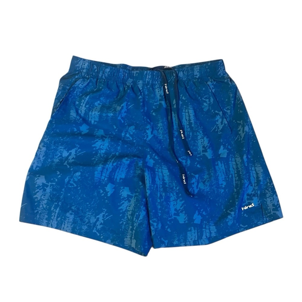 Hind Men's Blue Abstract Athletic Shorts Size Medium Quick Dry‎ Zipper Pocket